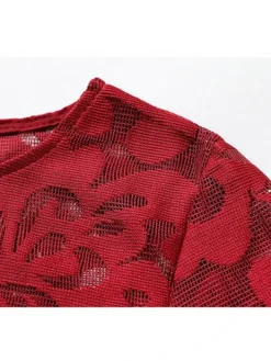 Women's Party Dress Lace Dress Swing Dress Midi Dress Wine Red Black Blue Long Sleeve Pure Color Lace Winter Fall Spring Crew Neck Elegant Party Winter Dress Wedding Guest 2023 S M L XL 2XL 3XL -Party Prom Dresses Sales Store vkrkwa1673857105239