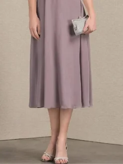 Women's Two Piece Dress Set Party Dress Lace Dress Party Outdoor Fashion Streetwear Lace Patchwork Midi Dress Crew Neck 3/4 Length Sleeve Plain Regular Fit Purple Fall Winter S M L XL XXL -Party Prom Dresses Sales Store vnatch1696579871484