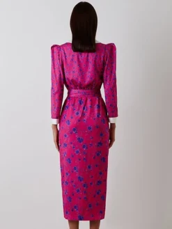 Women's Work Dress Casual Dress Shift Dress Fashion Winter Dress Daily Midi Dress Lace Up Patchwork Shirt Collar Long Sleeve Floral Color Block Regular Fit Pink Red Fall Winter S M L -Party Prom Dresses Sales Store vnjign1695645259712