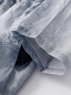 Women's Casual Dress Linen Dress Midi Dress Linen Fashion Romantic Outdoor Daily Holiday Crew Neck Pocket Print 3/4 Length Sleeve Fall Winter Autumn 2023 Loose Fit Blue Orange Painting Flower M L XL -Party Prom Dresses Sales Store vrwmnw1694418650705