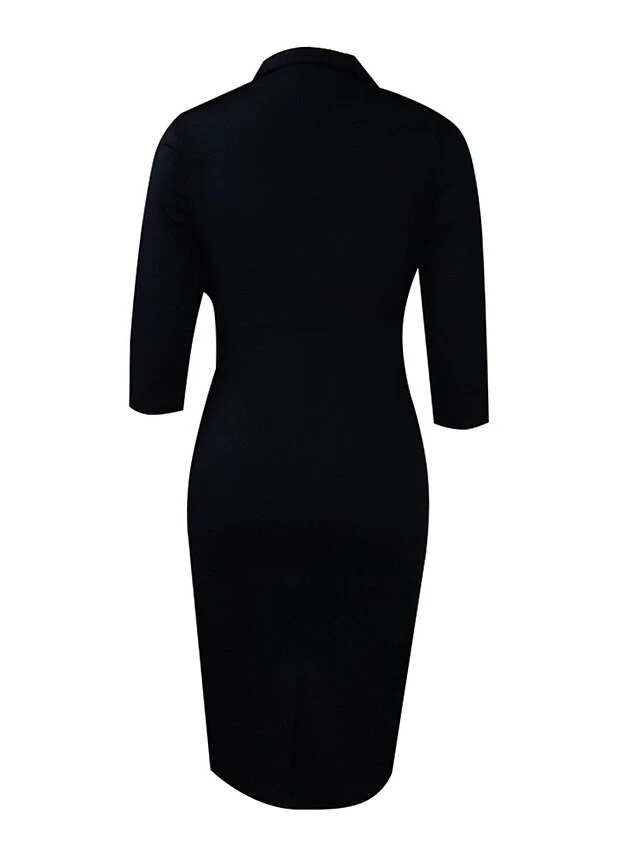 Women's Work Dress Blazer Dress Sheath Dress Fashion Winter Dress Office Daily Midi Dress Ruched Button Shirt Collar Long Sleeve Plain Regular Fit Black Red Green Fall Winter S M L XL XXL 12 Women's Work Dress Blazer Dress Sheath Dress Fashion Winter Dress Office Daily Midi Dress Ruched Button Shirt Collar Long Sleeve Plain Regular Fit Black Red Green Fall Winter S M L XL XXL - Image 12