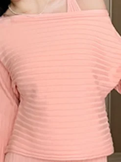 Women's Two Piece Dress Set Casual Dress Skirt Set Outdoor Daily Fashion Streetwear Ruched Midi Dress V Neck Long Sleeve Plain Slim Black Pink Green Fall Winter One-Size -Party Prom Dresses Sales Store vsyscx1693374472770