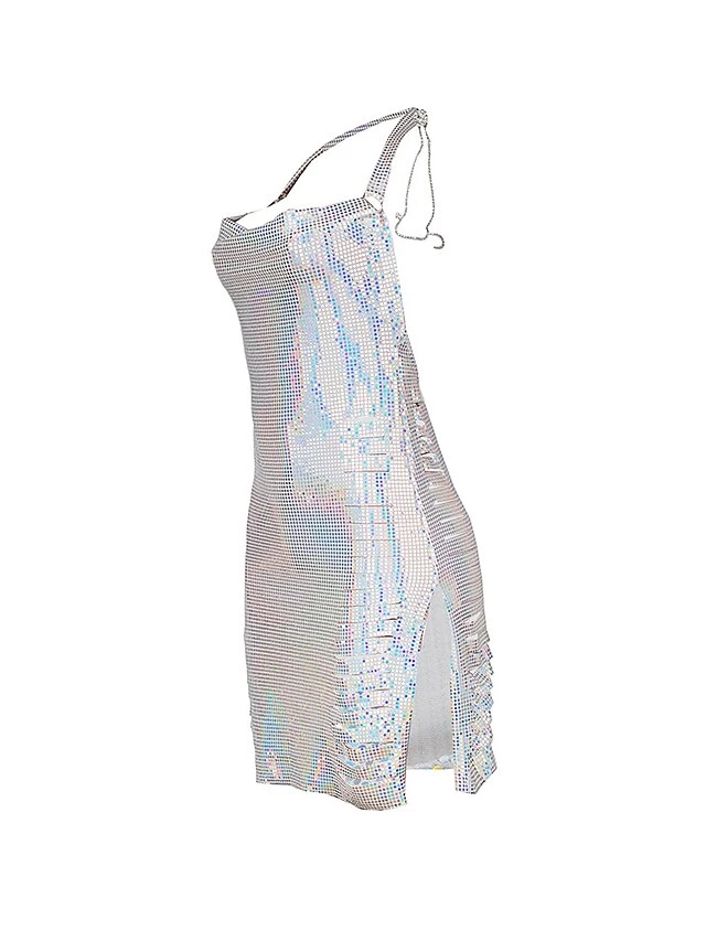 Women's Party Dress Sequin Dress Black Dress Mini Dress White-1 Black-2 Sleeveless Pure Color Sequins Summer Spring Cowl Neck Hot Summer Dress Slim 2022 S M L XL XXL 5 Women's Party Dress Sequin Dress Black Dress Mini Dress White-1 Black-2 Sleeveless Pure Color Sequins Summer Spring Cowl Neck Hot Summer Dress Slim 2022 S M L XL XXL - Image 5