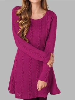 Women's Sweater Dress Jumper Dress Casual Dress Mini Dress Fashion Pure Color Outdoor Daily Going Out Crew Neck Long Sleeve 2023 Regular Fit Black White Wine S M L XL XXL -Party Prom Dresses Sales Store vuisgj1696434469401