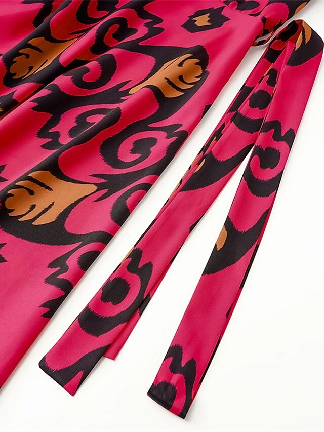 Women's Work Dress Semi Formal Dress A Line Dress Fashion Mini Dress Lace Up Button V Neck Long Sleeve Leopard Color Block Regular Fit Black White Red Fall S M L XL XXL 8 Women's Work Dress Semi Formal Dress A Line Dress Fashion Mini Dress Lace Up Button V Neck Long Sleeve Leopard Color Block Regular Fit Black White Red Fall S M L XL XXL - Image 8