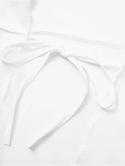 Women's Work Dress Satin Dress White Dress Fashion Midi Dress Lace Up V Neck Long Sleeve Plain Loose Fit White Fall Winter S M L XL XXL -Party Prom Dresses Sales Store vvqcvn1693374227052