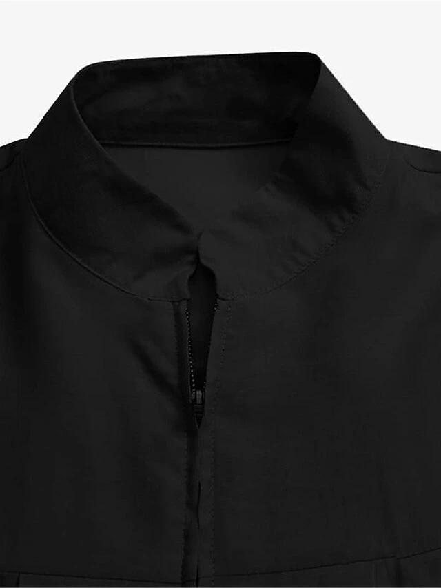 Women's Work Dress Swing Dress Black Dress Classic Long Dress Maxi Dress Zipper Pocket Stand Collar Long Sleeve Plain Loose Fit Black Brown Green Fall Winter S M L XL XXL 10 Women's Work Dress Swing Dress Black Dress Classic Long Dress Maxi Dress Zipper Pocket Stand Collar Long Sleeve Plain Loose Fit Black Brown Green Fall Winter S M L XL XXL - Image 10