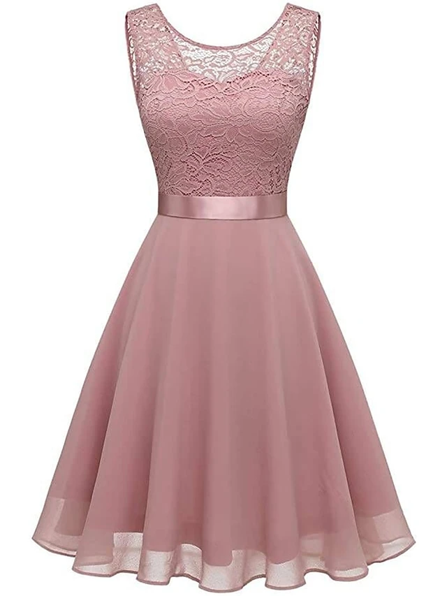 Women‘s Party Dress Lace Dress Knee Length Dress Pink Red Wine Dark Blue Red White Black Sleeveless Pure Color Lace Spring Summer Crew Neck Elegant 2022 XS S M L XL XXL XXXL 11 Women‘s Party Dress Lace Dress Knee Length Dress Pink Red Wine Dark Blue Red White Black Sleeveless Pure Color Lace Spring Summer Crew Neck Elegant 2022 XS S M L XL XXL XXXL - Image 11