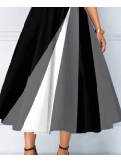 Women's Casual Dress Church Dress Midi Dress Black Half Sleeve Color Gradient Patchwork Summer Spring V Neck Modern 2023 S M L XL 2XL 3XL 5 Women's Casual Dress Church Dress Midi Dress Black Half Sleeve Color Gradient Patchwork Summer Spring V Neck Modern 2023 S M L XL 2XL 3XL -Party Prom Dresses Sales Store wbrxpl1660722005001