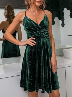 Women's Party Dress Velvet Dress Homecoming Dress Mini Dress Black Wine Royal Blue Sleeveless Pure Color Backless Spring Fall Winter Spaghetti Strap Fashion Winter Dress Wedding Guest Vacation 2023 S