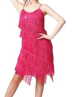 Women's Party Dress Fringe Dress Sequin Dress Midi Dress Silver Black White Sleeveless Pure Color Sequins Summer Spring Fall Spaghetti Strap Fashion Party Vacation Summer Dress 2022 S M L XL XXL 3XL -Party Prom Dresses Sales Store wdbitj1639557632168