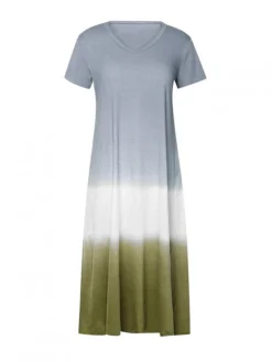 Women's T Shirt Dress Tee Dress Maxi Long Dress Black Blue Gray Yellow Red Short Sleeve Color Block Patchwork Spring Summer Round Neck Casual Boom Sale Dress S M L XL XXL 3XL 4XL 5XL -Party Prom Dresses Sales Store wfbvxj1666946125863