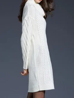 Women's Sweater Dress Jumper Dress Winter Dress Mini Dress Warm Plain Outdoor Daily Holiday Vacation Turtleneck Long Sleeve 2023 Loose Fit White Wine Blue M L XL XXL 3XL -Party Prom Dresses Sales Store wfpihi1697711245480