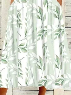 Women's Two Piece Dress Set Casual Dress Print Dress Outdoor Daily Fashion Streetwear Print Midi Dress Crew Neck Half Sleeve Floral Regular Fit Green Summer Spring S M L XL XXL -Party Prom Dresses Sales Store wlebxk1684479965782