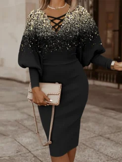 Women's Christmas Casual Dress Bodycon Sheath Dress Mini Dress Black And White Black Khaki Long Sleeve Geometric Patchwork Winter Fall Autumn V Neck Modern 2022 S M L XL XXL 20 Women's Christmas Casual Dress Bodycon Sheath Dress Mini Dress Black And White Black Khaki Long Sleeve Geometric Patchwork Winter Fall Autumn V Neck Modern 2022 S M L XL XXL -Party Prom Dresses Sales Store wljwxr1667286792334