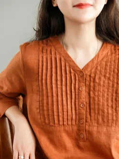 Women's Work Dress Sheath Dress Semi Formal Dress Fashion Midi Dress Button V Neck Half Sleeve Plain Loose Fit White Blue Orange Fall Winter L XL XXL 3XL -Party Prom Dresses Sales Store worjci1692601432570