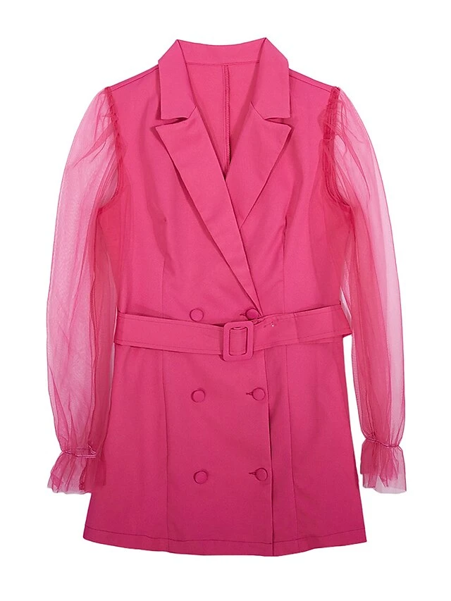 Women's Work Dress Blazer Dress Sheath Dress Fashion Office Daily Workfashion Mesh Sleeve Mini Dress Mesh Button Shirt Collar Long Sleeve Plain Regular Fit Black Dark Green Green Fall Winter S M L 5 Women's Work Dress Blazer Dress Sheath Dress Fashion Office Daily Workfashion Mesh Sleeve Mini Dress Mesh Button Shirt Collar Long Sleeve Plain Regular Fit Black Dark Green Green Fall Winter S M L - Image 5