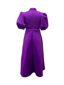 Women‘s Prom Cocktail Party Dress Wedding Guest Dress Swing Dress Long Dress Maxi Dress Purple Yellow Red Half Sleeve Pure Color Bow Spring Summer Stand Collar 2023 S M L XL XXL 3XL -Party Prom Dresses Sales Store wpbujo1651742087095