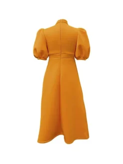 Women‘s Prom Cocktail Party Dress Wedding Guest Dress Swing Dress Long Dress Maxi Dress Purple Yellow Red Half Sleeve Pure Color Bow Spring Summer Stand Collar 2023 S M L XL XXL 3XL -Party Prom Dresses Sales Store wqfftd1657546780818