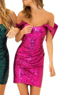 Women‘s Party Dress Sequin Dress Homecoming Dress Mini Dress Pink Sleeveless Pure Color Sparkly Glitter Sequins Summer Spring Fall Strapless Fashion Wedding Guest Vacation Summer Dress Slim -Party Prom Dresses Sales Store wszpqd1690176923764