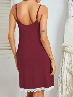 Women's Casual Dress Strap Dress Mini Dress Cute Daily Lace Backless Solid Color Strap Home Lounge Black Wine 2023 Summer Spring S M L XL -Party Prom Dresses Sales Store wtxwgr1692857689573