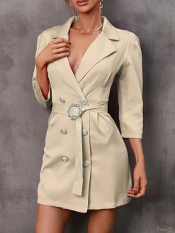 Women's Work Dress Blazer Dress Semi Formal Dress Fashion Mini Dress Button Pocket Shirt Collar 3/4 Length Sleeve Plain Regular Fit Black White Red Fall S M L XL XXL 31 Women's Work Dress Blazer Dress Semi Formal Dress Fashion Mini Dress Button Pocket Shirt Collar 3/4 Length Sleeve Plain Regular Fit Black White Red Fall S M L XL XXL -Party Prom Dresses Sales Store wufxwg1693293956857