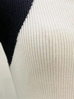 Women's Sweater Dress Winter Dress Jumper Dress Midi Dress Fashion Color Block Outdoor Daily Holiday Date Crew Neck Long Sleeve Patchwork 2023 Slim Black S M L XL -Party Prom Dresses Sales Store wvvgsz1692938897722