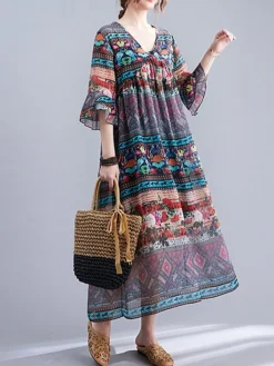 Women's Casual Dress Cotton Linen Dress Swing Dress Midi Dress Linen / Cotton Blend Fashion Classic Outdoor Daily Holiday V Neck Ruched Ruffle 3/4 Length Sleeve Fall Winter Autumn 2023 Loose Fit Blue 18 Women's Casual Dress Cotton Linen Dress Swing Dress Midi Dress Linen / Cotton Blend Fashion Classic Outdoor Daily Holiday V Neck Ruched Ruffle 3/4 Length Sleeve Fall Winter Autumn 2023 Loose Fit Blue -Party Prom Dresses Sales Store wxrzql1693553159542