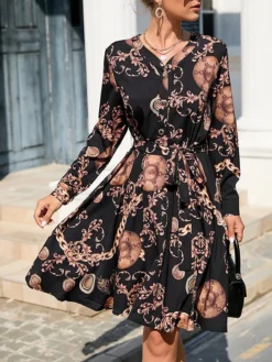 Women's Work Dress Semi Formal Dress A Line Dress Fashion Mini Dress Lace Up Button V Neck Long Sleeve Leopard Color Block Regular Fit Black White Red Fall S M L XL XXL 38 Women's Work Dress Semi Formal Dress A Line Dress Fashion Mini Dress Lace Up Button V Neck Long Sleeve Leopard Color Block Regular Fit Black White Red Fall S M L XL XXL -Party Prom Dresses Sales Store wzafhm1693300621225