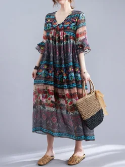 Women's Casual Dress Cotton Linen Dress Swing Dress Midi Dress Linen / Cotton Blend Fashion Classic Outdoor Daily Holiday V Neck Ruched Ruffle 3/4 Length Sleeve Fall Winter Autumn 2023 Loose Fit Blue 22 Women's Casual Dress Cotton Linen Dress Swing Dress Midi Dress Linen / Cotton Blend Fashion Classic Outdoor Daily Holiday V Neck Ruched Ruffle 3/4 Length Sleeve Fall Winter Autumn 2023 Loose Fit Blue -Party Prom Dresses Sales Store wzzmpq1693553166796