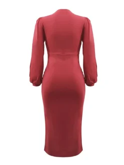 Women's Work Dress Sheath Dress Black Dress Fashion Midi Dress Ruched Crew Neck Long Sleeve Plain Slim Black Pink Red Fall Winter S M L XL -Party Prom Dresses Sales Store xcfaib1693214212779