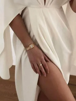 Women's Casual Dress Swing Dress White Dress Midi Dress Light Pink Half Sleeve Pure Color Patchwork Fall Spring Autumn V Neck Elegant Party Spring Dress Loose Fit 2022 S M L -Party Prom Dresses Sales Store xefvkv1652939731228