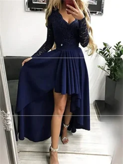 Women‘s Party Dress Wedding Guest Dress Emerald Green Dress Long Dress Maxi Dress Green Black Blue Long Sleeve Pure Color Lace Winter Fall Autumn V Neck Party Winter Dress 2023 S M L XL -Party Prom Dresses Sales Store xeipsp1663926723289