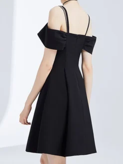 Women's Party Dress Homecoming Dress Cocktail Dress Mini Dress Black Navy Blue Short Sleeve Pure Color Backless Spring Fall Winter Spaghetti Strap Fashion Winter Dress Wedding Guest Vacation 2023 S M -Party Prom Dresses Sales Store xfxvuo1692179846884