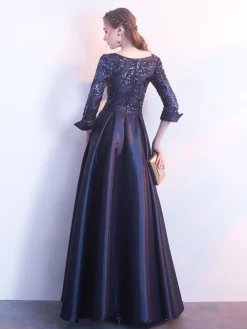 Women's Party Dress Sequin Dress Swing Dress Maxi Long Dress Silver Champagne Dark Blue 3/4 Length Sleeve Color Block Sequins Winter Fall Spring Crew Neck Fashion Party Evening Party Wedding Guest -Party Prom Dresses Sales Store xhcpzn1675412740142