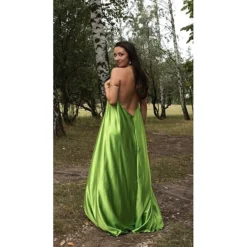 Women's Party Dress Satin Dress Long Dress Maxi Dress Blue Orange Green Sleeveless Pure Color Backless Summer Spring Halter Neck Fashion Loose Fit 2023 S M L XL -Party Prom Dresses Sales Store xhyvmn1690352587855