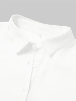 Women's Work Dress Satin Dress Swing Dress Fashion Midi Dress Ruffle Button Shirt Collar Long Sleeve Plain Loose Fit White Fall Winter S M L XL XXL -Party Prom Dresses Sales Store xkscin1693299602800