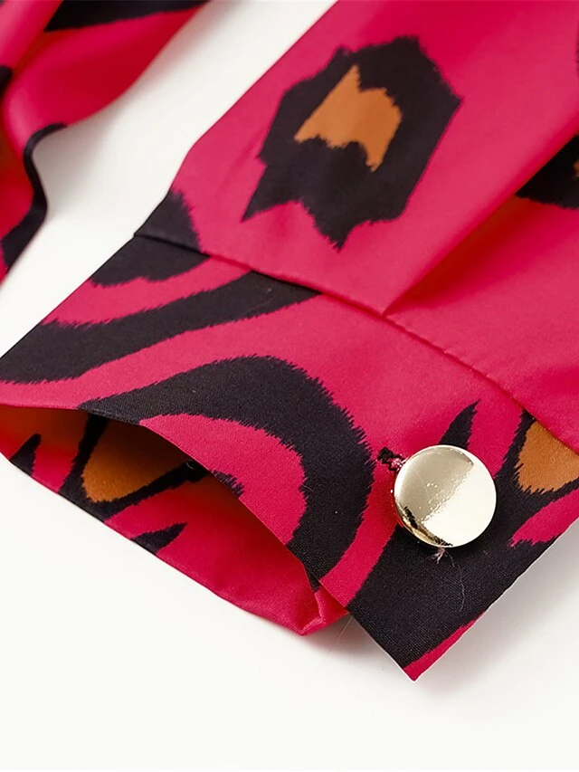 Women's Work Dress Semi Formal Dress A Line Dress Fashion Mini Dress Lace Up Button V Neck Long Sleeve Leopard Color Block Regular Fit Black White Red Fall S M L XL XXL 6 Women's Work Dress Semi Formal Dress A Line Dress Fashion Mini Dress Lace Up Button V Neck Long Sleeve Leopard Color Block Regular Fit Black White Red Fall S M L XL XXL - Image 6