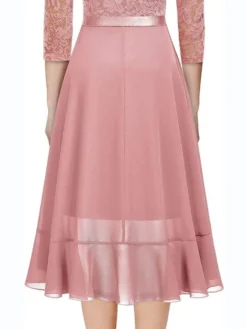 Women's Party Dress Lace Dress Wedding Guest Dress Midi Dress Pink Blue Fuchsia 3/4 Length Sleeve Pure Color Lace Summer Spring Fall Off Shoulder Fashion Birthday Wedding Guest Vacation 2023 S M L XL 17 Women's Party Dress Lace Dress Wedding Guest Dress Midi Dress Pink Blue Fuchsia 3/4 Length Sleeve Pure Color Lace Summer Spring Fall Off Shoulder Fashion Birthday Wedding Guest Vacation 2023 S M L XL -Party Prom Dresses Sales Store xsgygi1679312191739