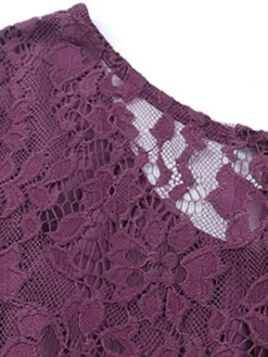 Women's Work Dress Casual Dress Sheath Dress Fashion Winter Dress Daily Mini Dress Lace Ruched Crew Neck Long Sleeve Plain Regular Fit Purple Fall Winter S M L XL -Party Prom Dresses Sales Store xuxnoi1695636089269