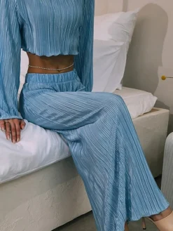 Women's Two Piece Dress Set Casual Dress Skirt Set Outdoor Daily Fashion Streetwear Pleated Midi Dress Crew Neck Long Sleeve Plain Regular Fit Blue Green Rose Red Fall Winter S M L -Party Prom Dresses Sales Store xwtskh1693534948197