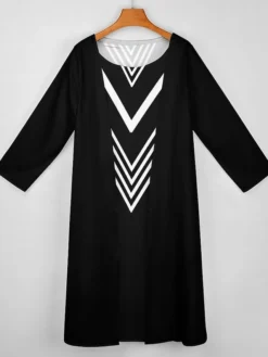 Women's Dress Set Two Piece Dress Long Dress Maxi Dress Black And White Stripes Long Sleeve Color Block Print Winter Fall Crew Neck Vacation Winter Dress Weekend Fall Dress Loose Fit 2023 S M L XL -Party Prom Dresses Sales Store xwwyzp1663574601785