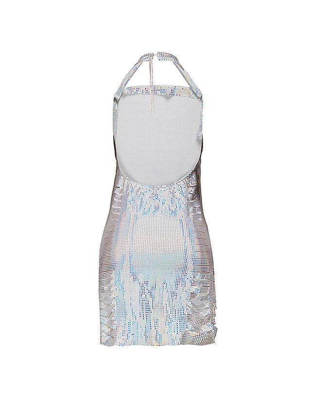 Women's Party Dress Sequin Dress Black Dress Mini Dress White-1 Black-2 Sleeveless Pure Color Sequins Summer Spring Cowl Neck Hot Summer Dress Slim 2022 S M L XL XXL 6 Women's Party Dress Sequin Dress Black Dress Mini Dress White-1 Black-2 Sleeveless Pure Color Sequins Summer Spring Cowl Neck Hot Summer Dress Slim 2022 S M L XL XXL - Image 6