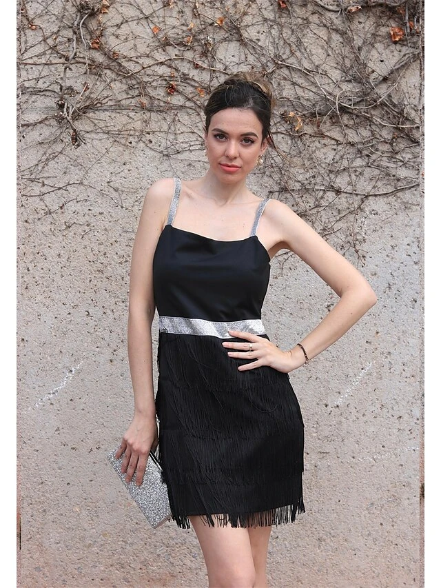 Women‘s Cocktail Party Dress Homecoming Dress Wedding Guest Dress Fringe Dress Mini Dress Black Sleeveless Pure Color Tassel Fringe Spring Summer Spaghetti Strap Hot Date 2023 S M L XL 15 Women‘s Cocktail Party Dress Homecoming Dress Wedding Guest Dress Fringe Dress Mini Dress Black Sleeveless Pure Color Tassel Fringe Spring Summer Spaghetti Strap Hot Date 2023 S M L XL - Image 15