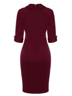 Women's Work Dress Sheath Dress Semi Formal Dress Fashion Office Daily Workfashion Midi Dress Ruched Shirt Collar Half Sleeve Plain Slim Black Wine Navy Blue Fall Winter S M L XL XXL 22 Women's Work Dress Sheath Dress Semi Formal Dress Fashion Office Daily Workfashion Midi Dress Ruched Shirt Collar Half Sleeve Plain Slim Black Wine Navy Blue Fall Winter S M L XL XXL -Party Prom Dresses Sales Store ycfeaq1695030994154