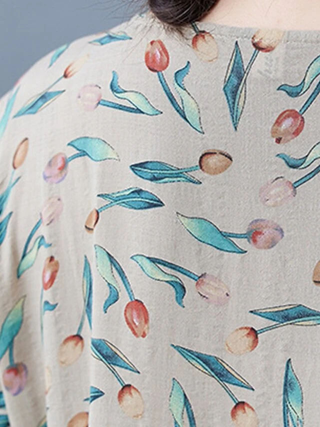 Women's Casual Dress Linen Dress Swing Dress Maxi Long Dress Linen Fashion Modern Outdoor Daily Holiday Crew Neck Print Long Sleeve Fall Winter Autumn 2023 Loose Fit Apricot Flower L XL 2XL 19 Women's Casual Dress Linen Dress Swing Dress Maxi Long Dress Linen Fashion Modern Outdoor Daily Holiday Crew Neck Print Long Sleeve Fall Winter Autumn 2023 Loose Fit Apricot Flower L XL 2XL - Image 19