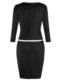 Women's Work Dress Sheath Dress Fashion Midi Dress Patchwork Fake Two Piece Square Neck 3/4 Length Sleeve Plain Regular Fit Black Pink Red Summer Spring S M L XL XXL -Party Prom Dresses Sales Store ygqguz1684322603620