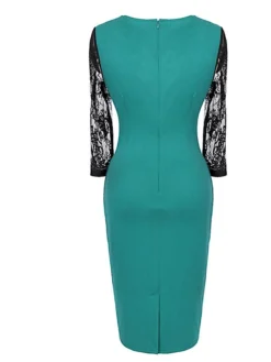 Women's Party Dress Lace Dress Bodycon Midi Dress Purple Green 3/4 Length Sleeve Floral Lace Fall Winter Autumn Square Neck Stylish 2023 S M L XL XXL 3XL 4XL 5XL -Party Prom Dresses Sales Store ypfkyt1645582128307