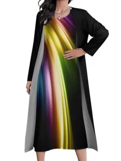 Women's Two Piece Dress Long Dress Maxi Dress Rainbow Long Sleeve Color Block Print Summer Spring Crew Neck Stylish Winter Dress Fall Dress Loose Fit 2023 S M L XL XXL 3XL 4XL 5XL 9 Women's Two Piece Dress Long Dress Maxi Dress Rainbow Long Sleeve Color Block Print Summer Spring Crew Neck Stylish Winter Dress Fall Dress Loose Fit 2023 S M L XL XXL 3XL 4XL 5XL -Party Prom Dresses Sales Store yphatp1663573868777