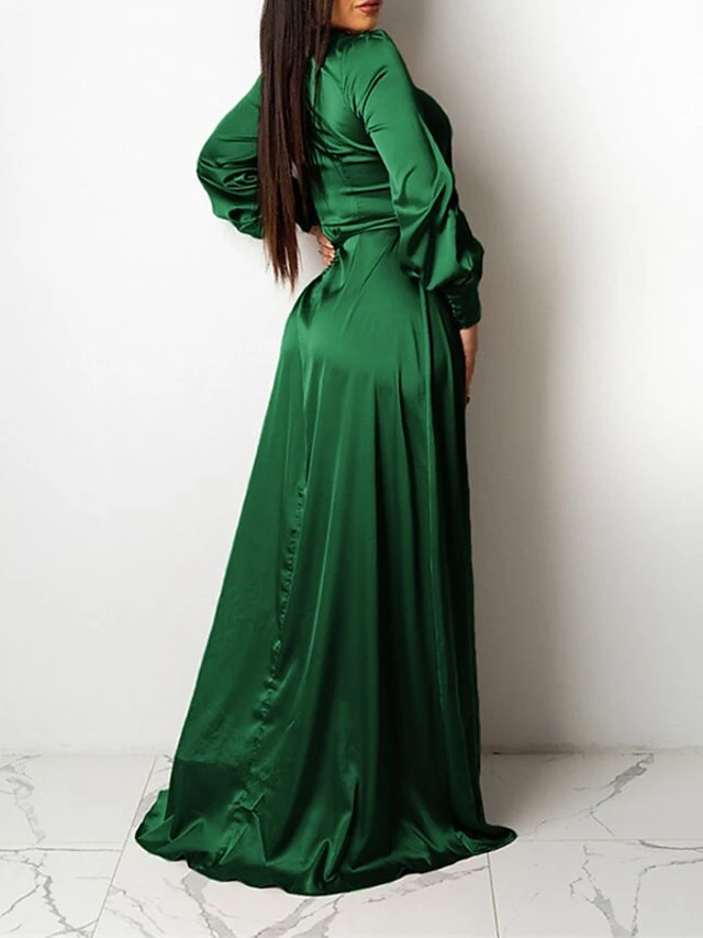 Women‘s Wedding Guest Dress Party Dress Satin Dress Sheath Dress Swing Dress Long Dress Maxi Dress Black Yellow Pink Long Sleeve Pure Color Lace Up Winter Fall Spring V Neck Mature Winter Dress 2023 11 Women‘s Wedding Guest Dress Party Dress Satin Dress Sheath Dress Swing Dress Long Dress Maxi Dress Black Yellow Pink Long Sleeve Pure Color Lace Up Winter Fall Spring V Neck Mature Winter Dress 2023 - Image 11